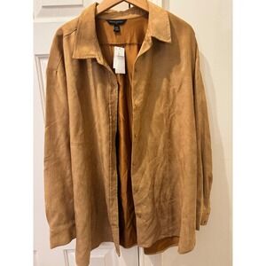 Banana Republic Womens XXL Vegan Suede Button Down Shirt Camel Tan 434917-01-1